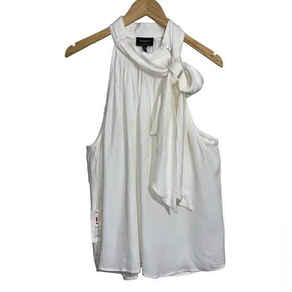 Bardot Viscose Tie Neck Sleeveless Blouse Top in Ivory NWT Sz. XL Sz. X-Large - Picture 8 of 13